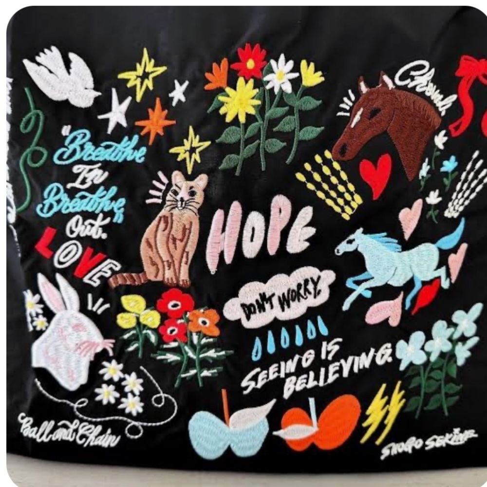 Embroidered Bag, collab Japanese brand Ball&Chain & illustrator Shogo Sekine.